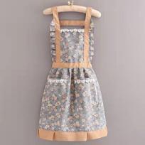 Breathable Princess Skirt Apron with Double Pockets for Women  Ideal for Home Kitchen Cooking. Anti-fouling and Durable Work Clothes. mėlyna