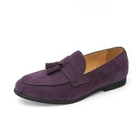 Mados prekės ženklo Madinga violetinė suknelė Kutai Mokasinai Vyriški verslo batai Biuro laisvalaikio Suede odiniai batai Vyriški patogūs sukneliniai batai 38 violetinė