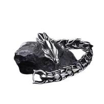 Fashionable Vikinged Dragon Bone Cuff Bracelet for Men Sturdy Alloy Materials Retro Punk Jewelry Gifts Daily Wear 19 sidabras