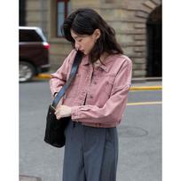 Demana Dopamine Aesthetic Cloud-Feel Cotton Lapel Denim Jacket L rožinė