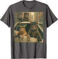 Funny Cat Gang Meme Cool Vintage Humor Sarcastic Men Women Unisex T-Shirt L