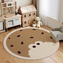 Home Anti-slip Children Rugs for Bedroom Soft Fluffy Study Mat Cute Cartoon Living Room Decoration Carpet Round Plush Lounge Rug 80x80CM
