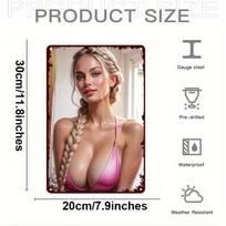 Vintažinis skardinis ženklas Metalinis sienos menas Retro Paplūdimio Bikini Dekoracija 8x12 colio 20x30 beige