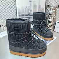 Classic 2026 winter new imported lamb wool pleated nylon strap thick-soled medium tube ski boots snow boots cloth 35 juoda