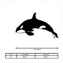 Black Orca Metal Wall Art, Durable Iron Silhouette, Ocean Themed Decor for Coastal Home, Waterproof Indoor Outdoor Whale Gift 18x30