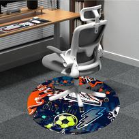 1pc Soccer Sport Office Round Area Rug,  Mat Suitable For Office, Under Office Chairs Bedroom Living Room Home Decor, Room Deco 80cm