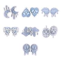 1x/7x Halloween Earring Resin Mold Bleeding Skull Lip Moon Dangle Earring Silicone Mold for Halloween Decors DIY Craft