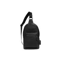 Coach West 20 Fashion Casual Embossed Logo Pebble Leather Crossbody Shoulder Bag Small Men bags Black 2540-QBBK Basic Set (Bag+Dust Bag)
