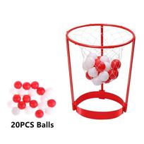 Head Hoop Basketball Party Game for Kids and Adults Adjustable Basket Net Headband with 20 Balls for Carnival Family Game red