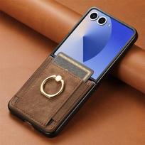 Samsung Z Flip 7 FE Leather Ring Wallet Case with Card Holder and Stand Samsung Z Flip 2/1 ruda