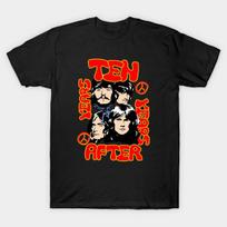 Asian Size Men Black Print T-shirt Ten Years After 3 No-Cut Heat Transfer Print Cotton Tshirt XL juoda