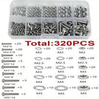 Hex Nuts and Bolt Set - 320 Pieces Durable M2 - M5 Metric Size Universal Hardware Kit for DIY Projects and Repairs 1 box