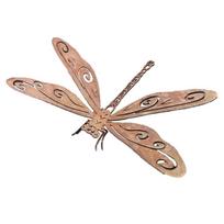 Rust-Colored Finish Dragonfly Garden Statue Metal Material Rustic Art Deco Style Sculpture Durable Construction