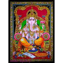 Tapestry Bohemian poster of Indian Lord Ganesha 75x100 juoda
