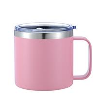 14 oz (approx. 396.9 g) Mug, Vacuum Insulated, Stainless Steel with Lid 301-400ml rožinė