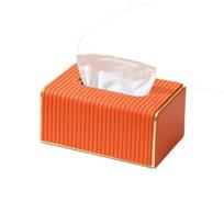 Soft Tissue Box PU Leather Tissue Case Creative Napkin Holder  for Living Room oranžinė
