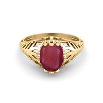 9X7MM Oval Shape Ruby 925 Sterling Silver Gold Vermeil Victorian Vintage Style Solitaire Art Deco Engagement Ring 7
