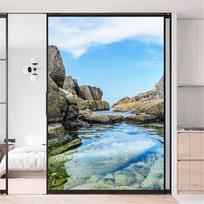 Privacy Window Film Sea Pattern Decorative Glass Covering No-Glue Static Cling Frosted Window Stickers for Home Decor (as the picture,40x60cm WxH)