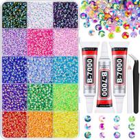 15 Colors Resin Jelly Rhinestones for Bedazzling,3mm 32000 Pcs Flatback Gems for Crafting,Bedazzling Kit with 3Pcs B7000 Glue