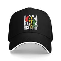 I Am Black History Map of Africa RBG Colors African American Baseball Cap Outdoor Gym Trucker Hat Stylish Print Snapback Cap One Size