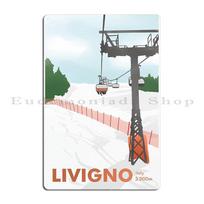 Livigno Skiing Landscape Metal Plaque Poster Retro Bar Wall Decor Kitchen Create Tin Sign Poster 20x30cm