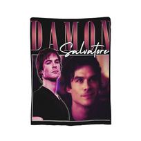 Damon Salvatore Blankets Flannel Printed The Vampire Diaries  Multifunction Super Soft Throw Blanket for Sofa Couch Bedspreads 30x40in pink
