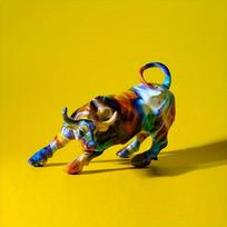 Wall Street Bull Animal Resin Sculpture Crafts Ornaments, Modern Home Living Room TV Cabinet Office Desktop Decoration Gift