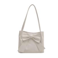 Japanese Solid Color Large Capacity Bow Tote Handbag: New Fashionable Simple Underarm Bag balta