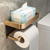 Toilet Paper Roll holder With Shelf Aluminum Toilet Paper dispenser  No Drill Tissue hanger Toilet Bathroom Accessories