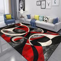 Red Black Swirl Carpet Non-slip Washable Large Area Rug for Home Bedroom Hallway Floor Decor 40x60cm