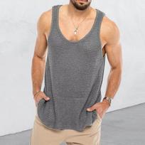 Mens Cable Knit Gym Muscle Shirts Knitwear Tee Jumper Color Tank Tops XXXL