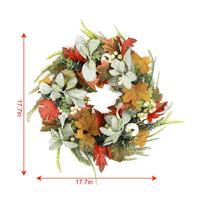 40cm Rudens vainikai priekinėms durims Rudens vainikas su uogomis, moliūgu, klevo lapais, Padėkos dienos derliaus šventės namų dekoracija as shown beige