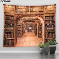 VIKAMA European Retro Library Bookshelf Wall Hanging Tapestry Mandala Witchcraft Tapestry Hippie Bohemian Home Decoration 74x94cm(29x37in)