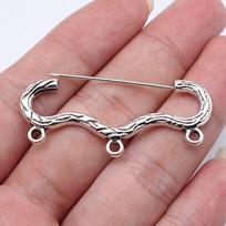 Brooches Pins Safety Clasps Antique Silver Zinc Alloy Jewelry Making Connect Charms Style Thin Spacer Bead A03-10pcs-46x20mm brown