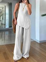 Women's Sleeveless Top and Wide Leg Pants Set in 6 Colors S balta