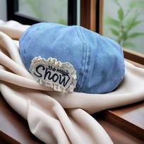 Spring summer hats for Women Vintage Washed Denim Cloud Beret, Artistic Octagonal Painter Cap 56-58cm šviesiai mėlyna spalva