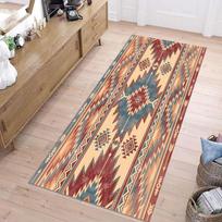 Chic Southwestern Ethnic Long Runner Rug Exquisite Geometric Design Durable Non-slip Decorative Carpet for Hallway Entryway 40X120CM