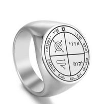 Stainless Steel Seal of Solomon Planetary Fashion Ring Size 10