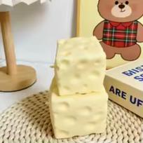 Giant Cheese Cube Squeezing Ball 7cm Ultra-thin Cheese Flour Ball Plastic Kneading Music TPR Decompression Toy Room Decoration United States