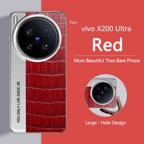 For VIVO X200 Ultra Case Luxury PU Leather Camera Protective Back Cover Case For VIVO X200 Pro Mini X200S X200Ultra Phone Shell vivo X200s raudona