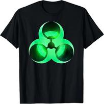 Biohazard Symbol Logo Toxic Waste Warning Cool Green Graphic T-Shirt S įvairiaspalvis