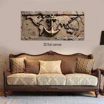 1pcs Retro Navigation World Map Decoration Painting 3D Relief Canvas Painting Living Room Study Entrance Wall Decoration Anchor (as the picture,50x100cm No Frame)
