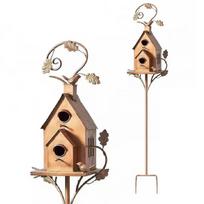 Metal Bird House for Outside with Pole Garden Decorative Birdhouse Stake for Outdoor Yard Decoration