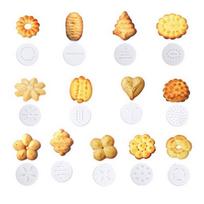 20 vnt. Sausainių spaudas, gaminimo pistoletas, sausainių, pyrago formų rinkinys, sausainių spaudimo gaminimo mašina beige