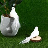 2 vnt White Doves plunksnų dirbtinės putos Lover Peace Doves Bird namų dekoras