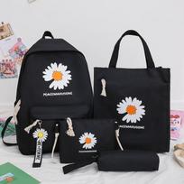 4Pcs/set School Backpacks Schoolbag Daisy Canvas for Teenagers Girls Student Book Bag AVE juoda