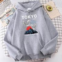 Tokyo Nagasaki Kyoto Crane Mountain Printed Sweatshirts Male Simple Autumn Hoodies Street Warm Hoodie Soft Fashion Clothing S