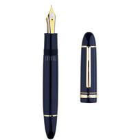 Majohn P141 Large Resin Piston Fountain Pen NO.8 Fine Nib,Ink Window Writing Gift Pen Germany Design Silver / Gold Trim No.8 F(0.5mm)