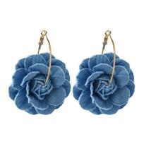 Handmade Floral Ear Pendants Denims Flower Earrings Camellia Earwear Ornament
