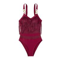 Moteriškas seksualus Monokini Sling be rankovių su kutais dekoruotas maudymosi kostiumėlis, tinklelis, sujungimas be nugaros, vientisas bikinis S
